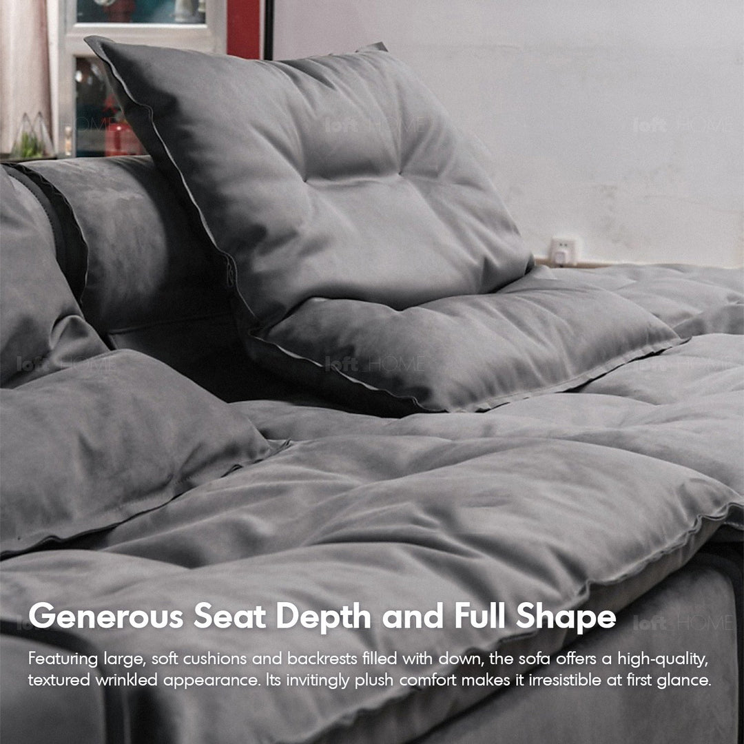 Scandinavian fabric modular 4.5 seater sofa woolen in real life style.
