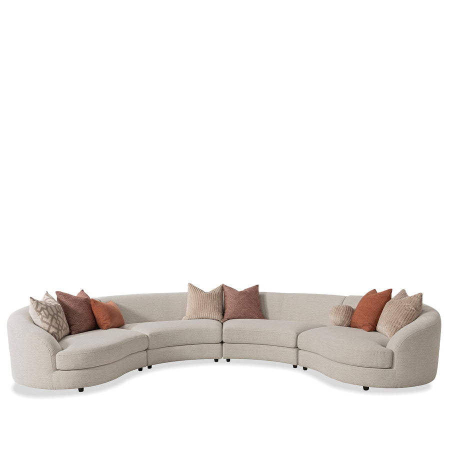 Scandinavian fabric modular l shape sectional sofa groove 3+3 in white background.