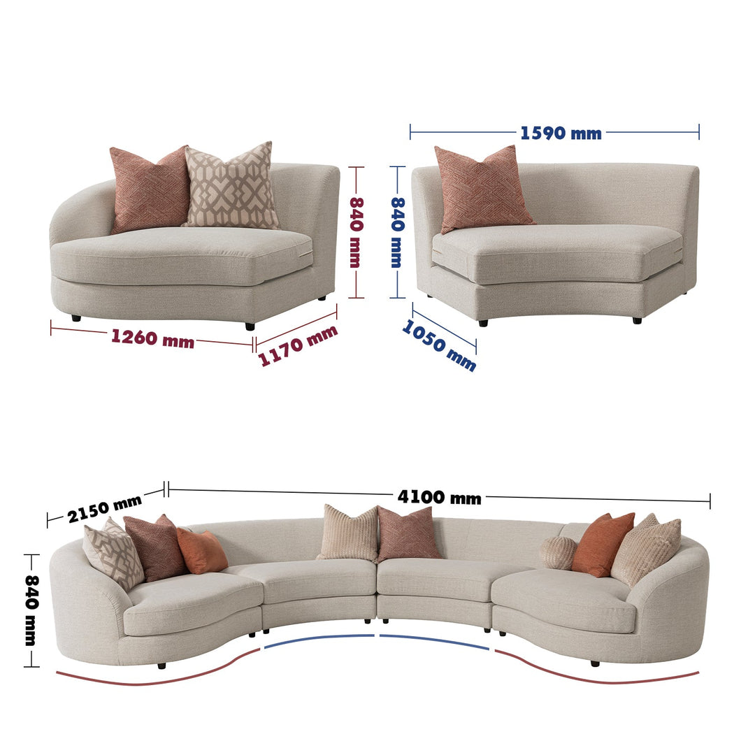 Scandinavian fabric modular l shape sectional sofa groove 3+3 size charts.