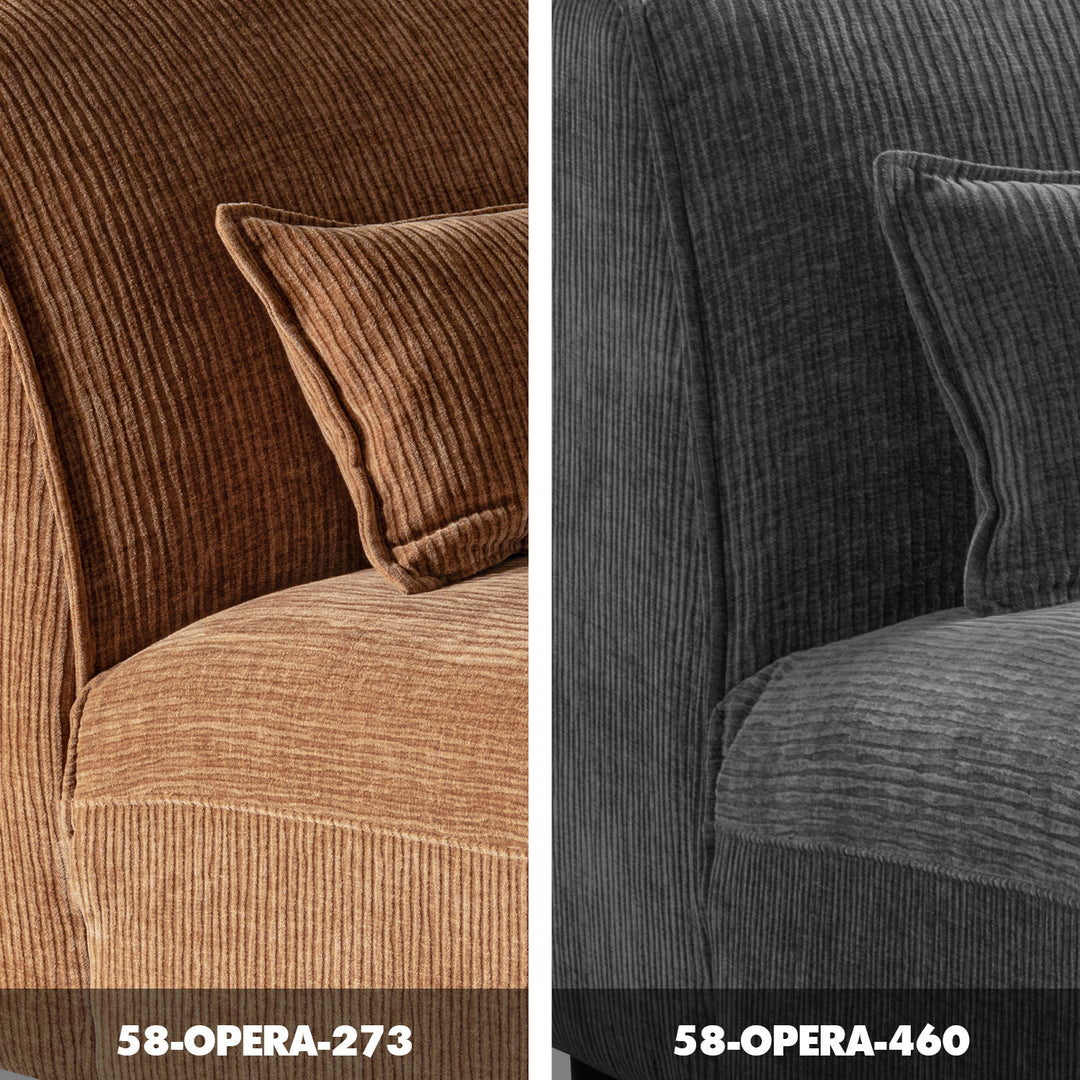 Scandinavian corduroy velvet fabric modular 4.5 seater sofa opera color swatches.