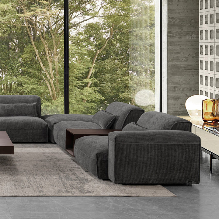 Scandinavian corduroy velvet fabric modular 4.5 seater sofa opera environmental situation.