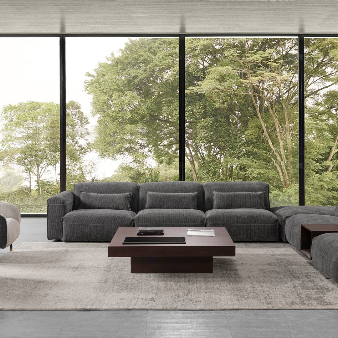 Scandinavian corduroy velvet fabric modular 4.5 seater sofa opera conceptual design.