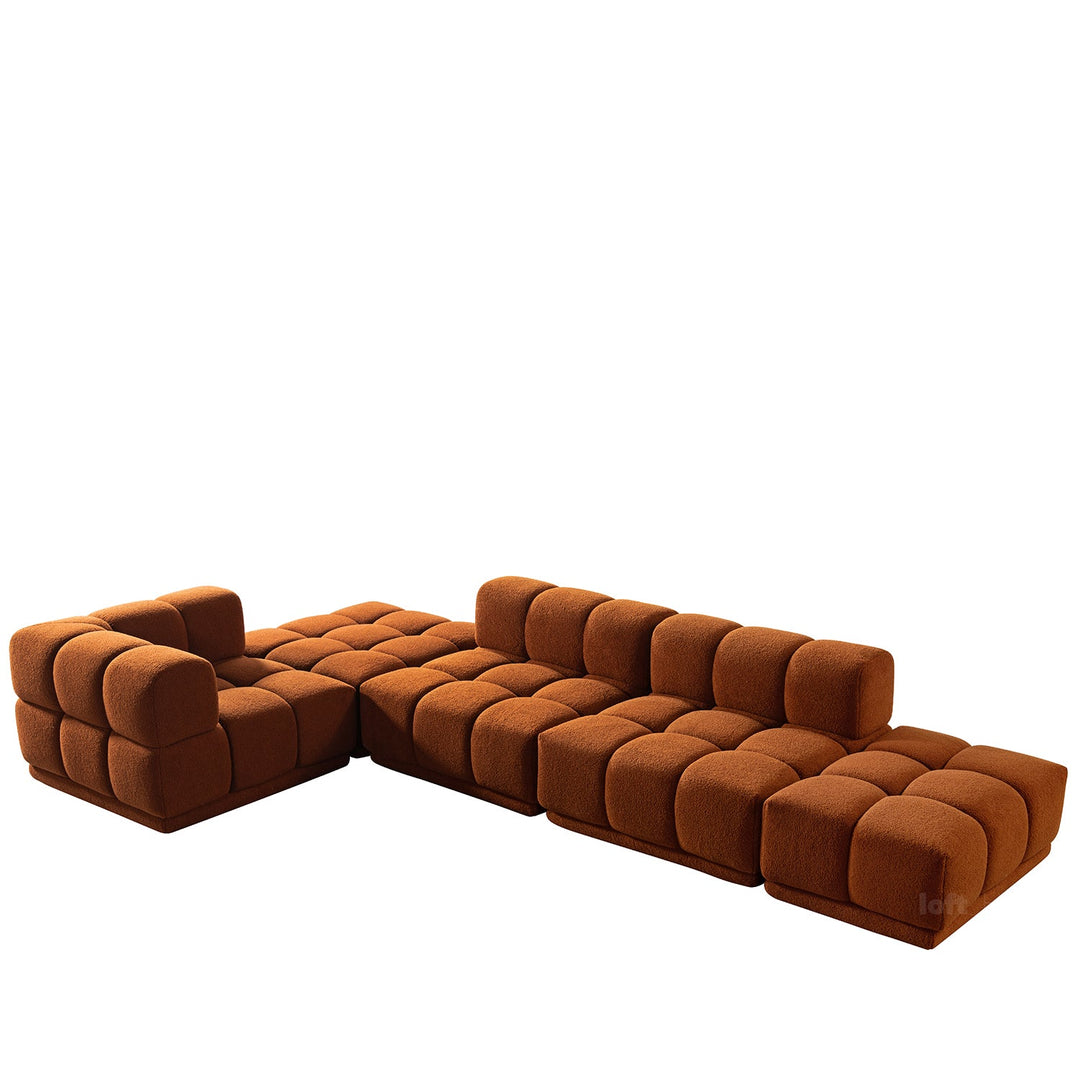 Scandinavian teddy fabric modular armless 1 seater sofa cuboid environmental situation.