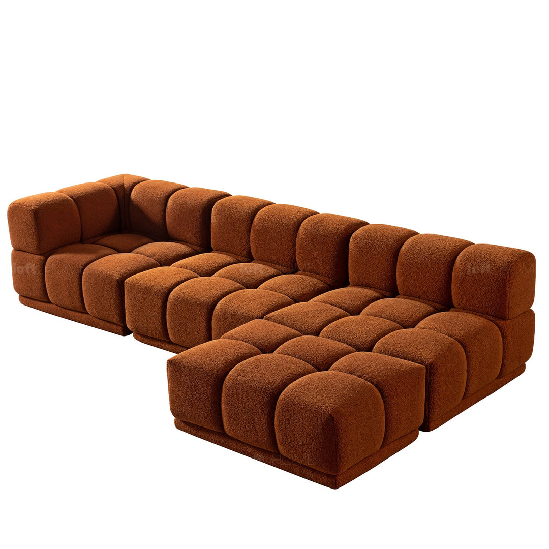 Scandinavian teddy fabric modular armless 1 seater sofa cuboid conceptual design.