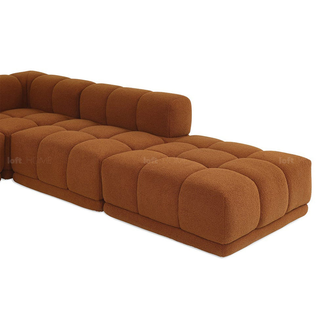 Scandinavian teddy fabric modular armless 1 seater sofa cuboid detail 1.