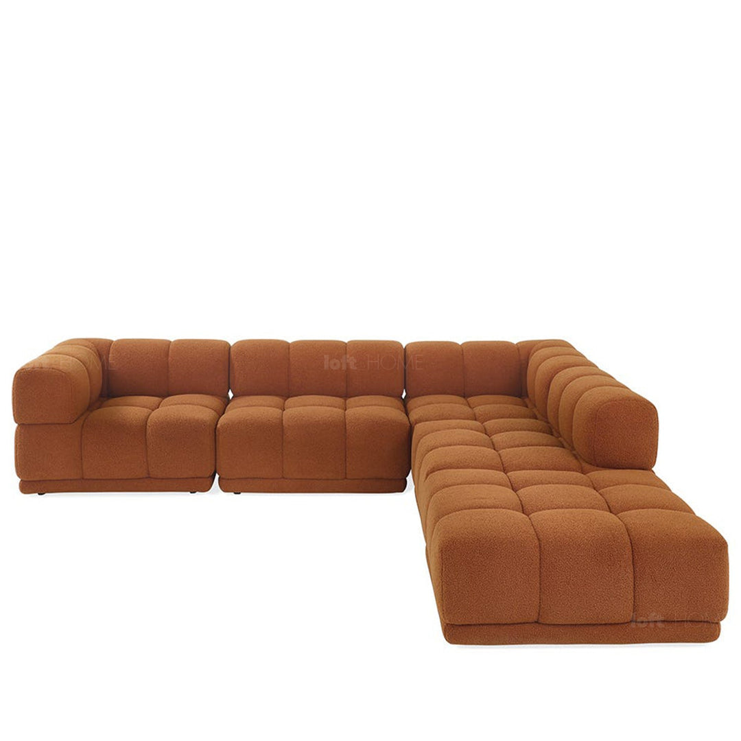 Scandinavian teddy fabric modular armless 1 seater sofa cuboid detail 2.