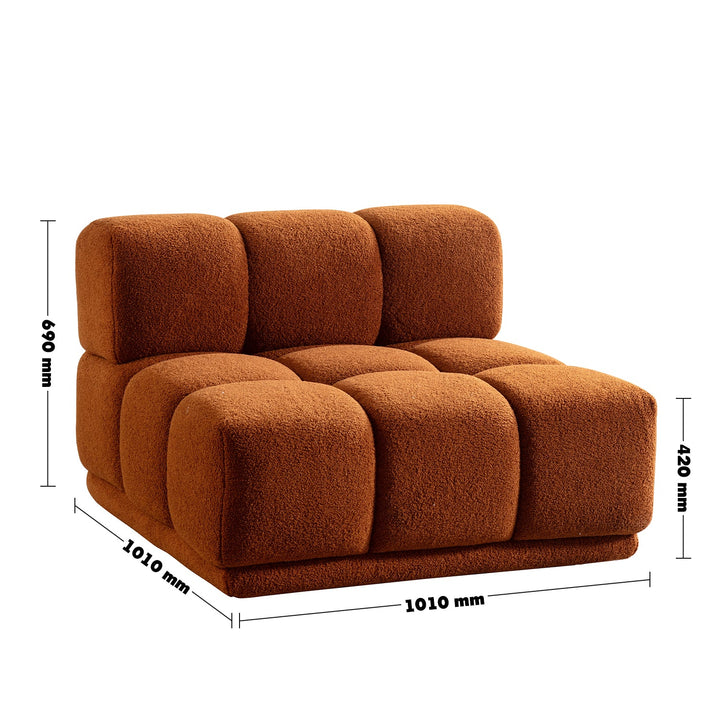 Scandinavian teddy fabric modular armless 1 seater sofa cuboid size charts.