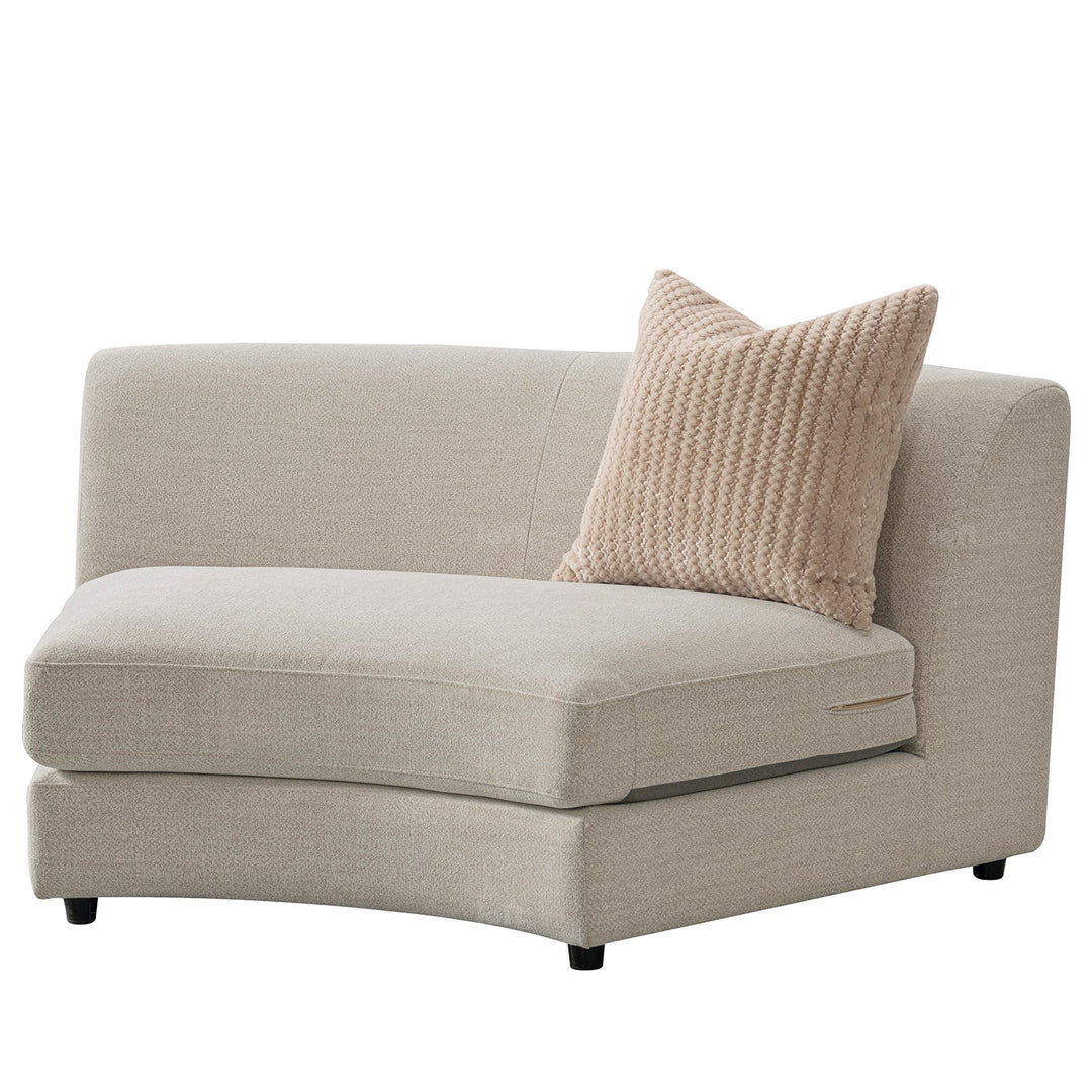 Scandinavian fabric modular armless 1 seater sofa groove in panoramic view.
