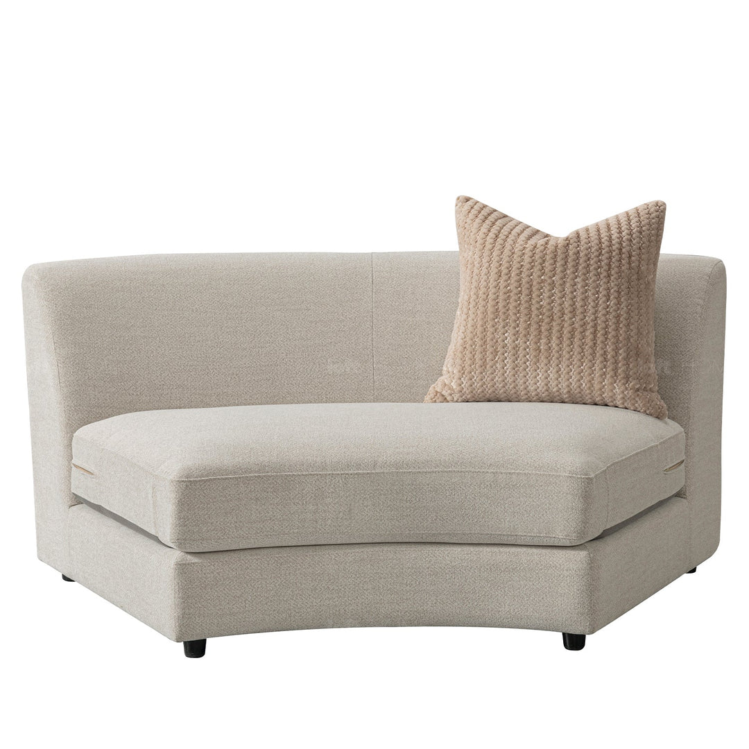 Scandinavian fabric modular armless 1 seater sofa groove in close up details.