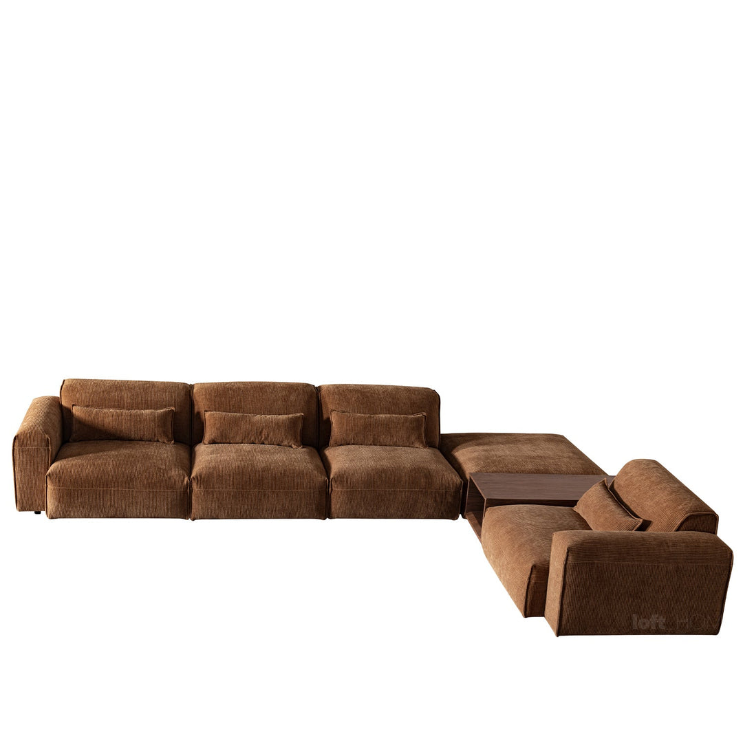 Scandinavian corduroy velvet fabric modular armless 1 seater sofa opera detail 1.