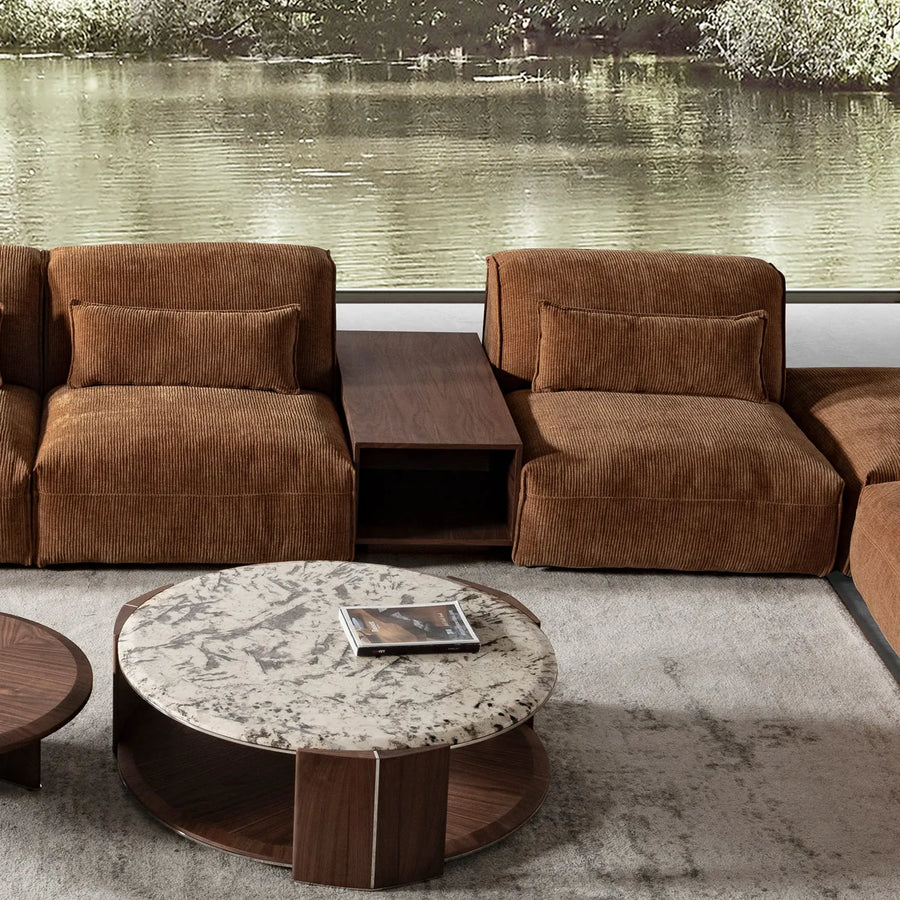 Modern corduroy velvet fabric modular armless 1 seater sofa opera primary product view.