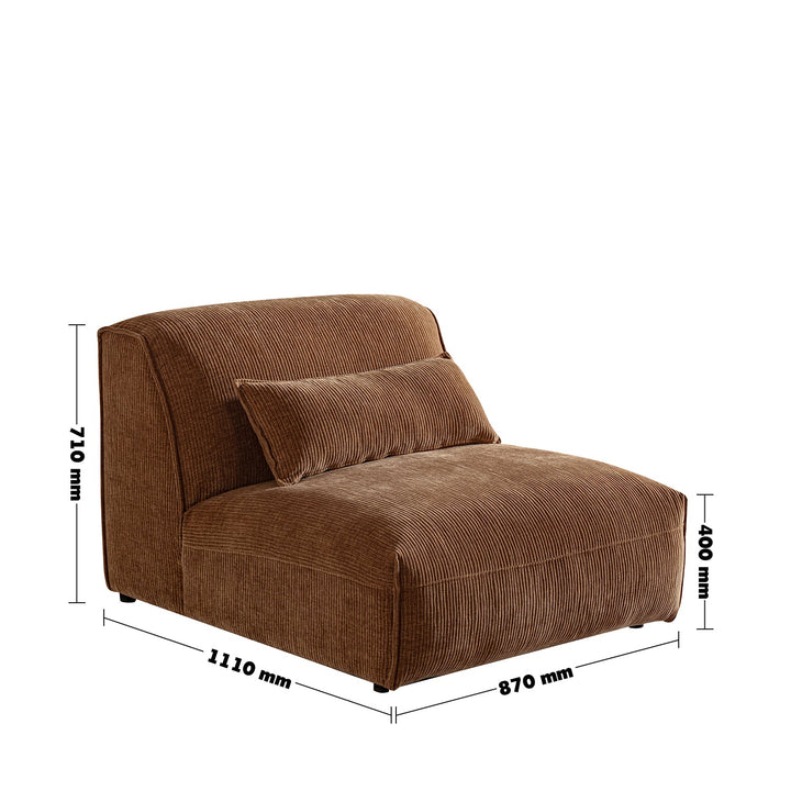 Scandinavian corduroy velvet fabric modular armless 1 seater sofa opera size charts.