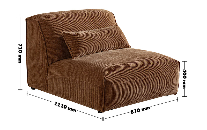 Modern Corduroy Velvet Fabric Modular Armless 1 Seater Sofa OPERA Size Chart