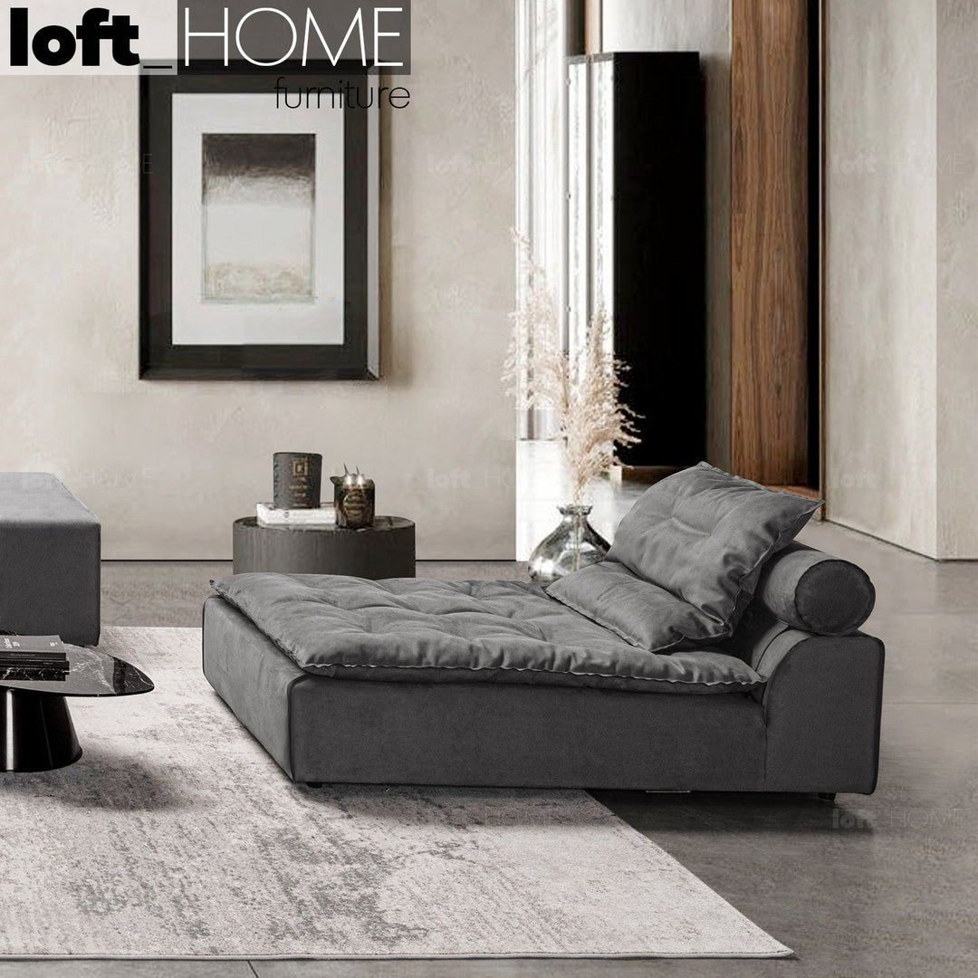Scandinavian fabric modular chaise sofa woolen primary product view.
