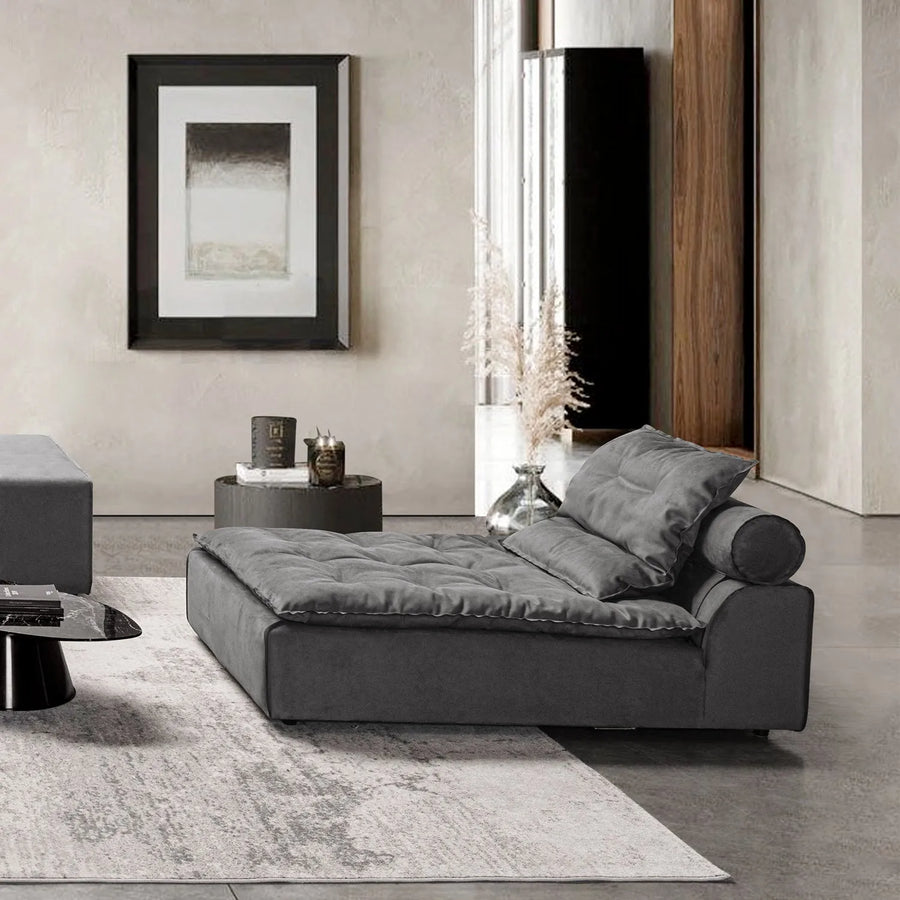 Modern fabric modular chaise sofa woolen primary product view.