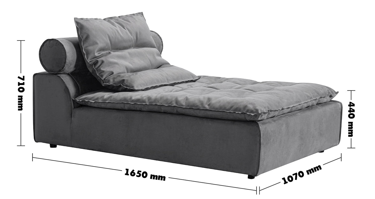 Modern Fabric Modular Chaise Sofa WOOLEN Size Chart
