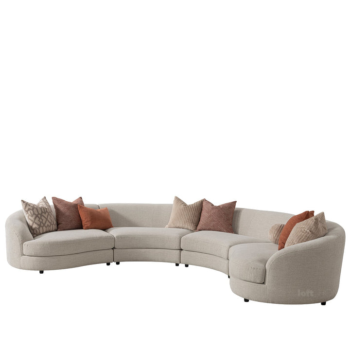 Scandinavian fabric modular corner 1 seater sofa groove in still life.