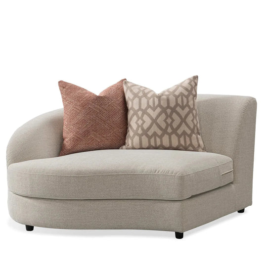 Cream fabric modular corner 1 seater sofa groove in white background.
