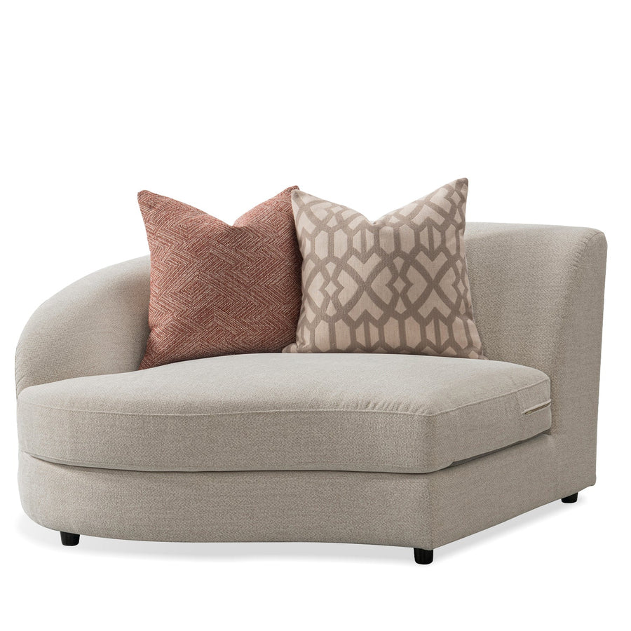 Scandinavian fabric modular corner 1 seater sofa groove in white background.