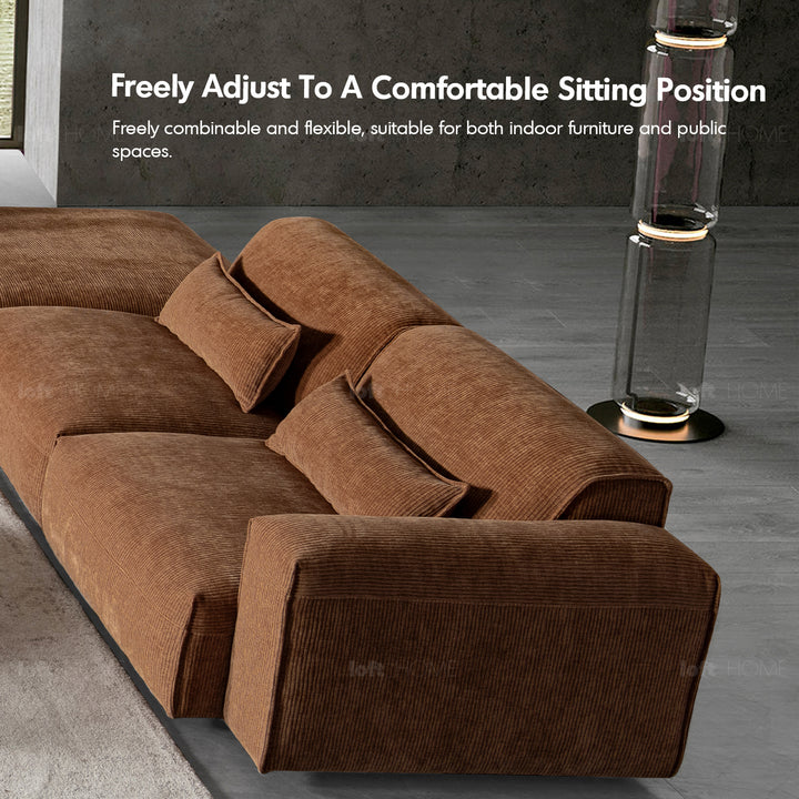Scandinavian corduroy velvet fabric modular corner 1 seater sofa opera with context.
