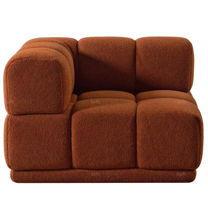 Scandinavian teddy fabric modular l shape sectional sofa cuboid 3+l in panoramic view.