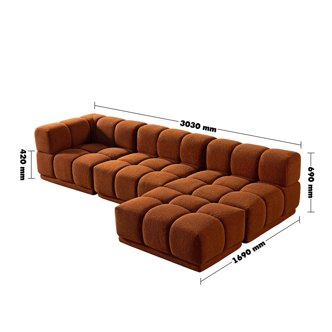 Scandinavian teddy fabric modular l shape sectional sofa cuboid 3+l size charts.