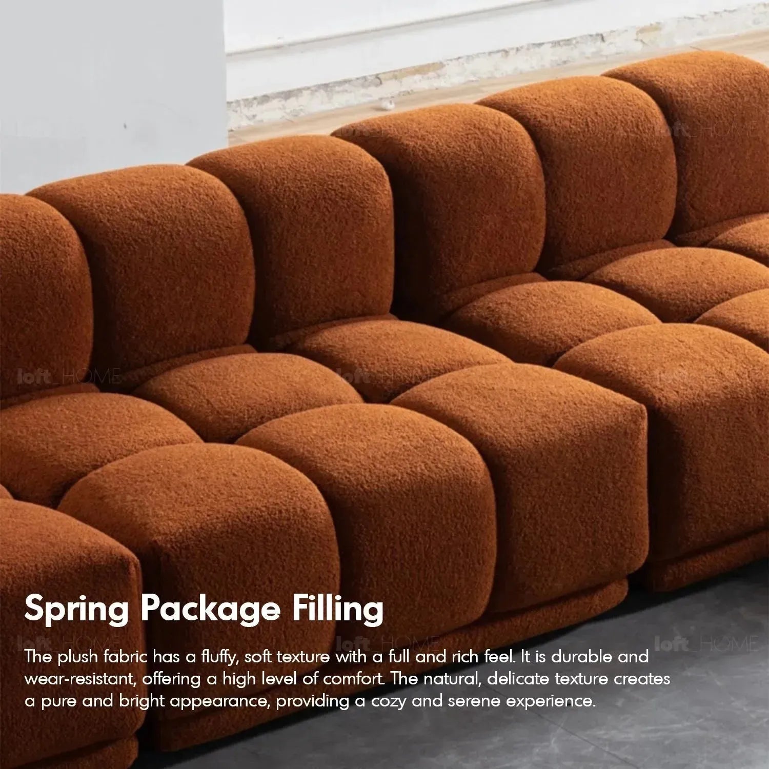 Contemporary Teddy Fabric Modular L Shape Sectional Sofa CUBOID 3+L ...