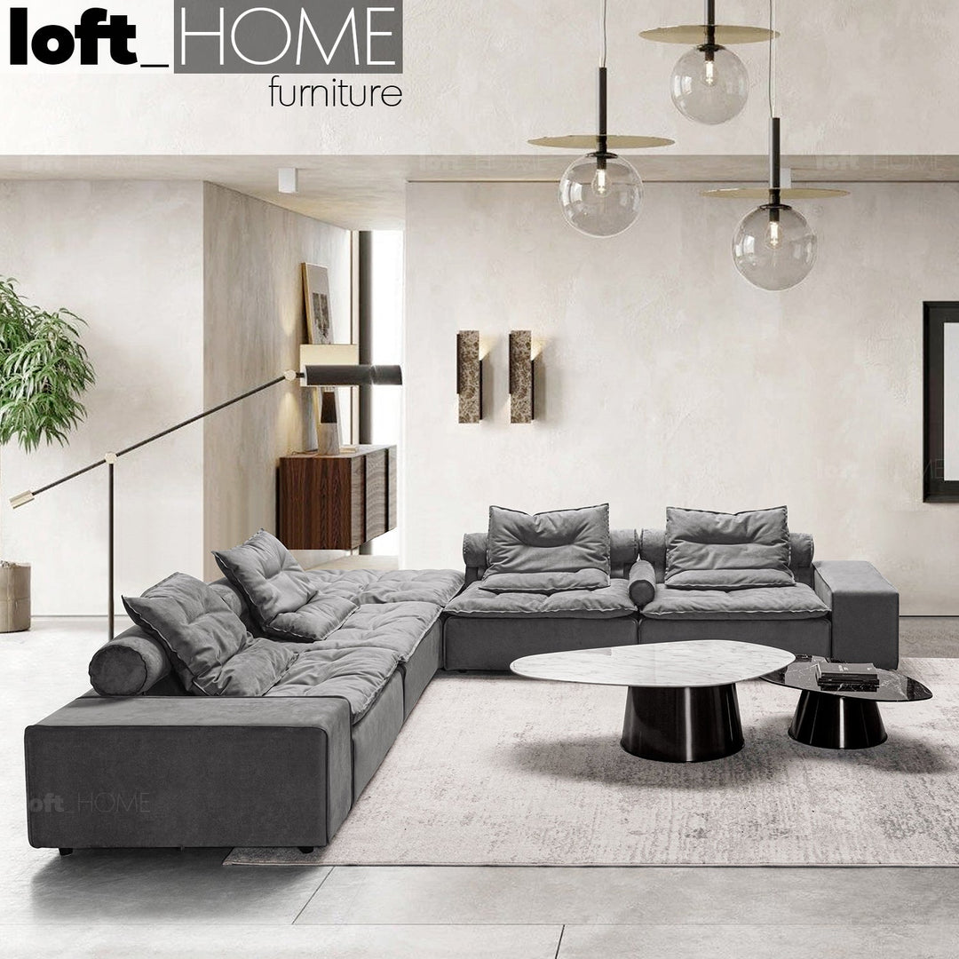 Scandinavian fabric modular l shape sectional sofa woolen 4.5+l primary product view.