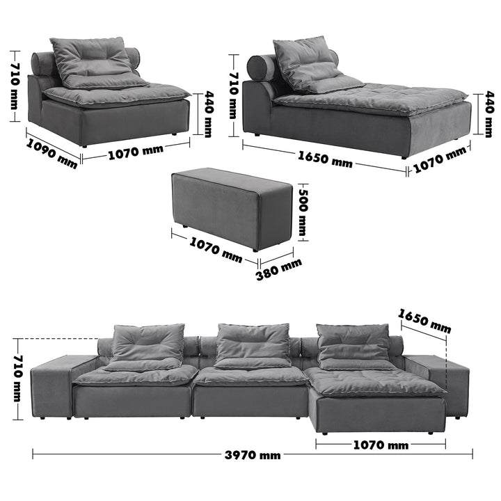 Scandinavian fabric modular l shape sectional sofa woolen 4.5+l size charts.