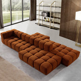 Contemporary teddy fabric modular ottoman cuboid l primary product view.