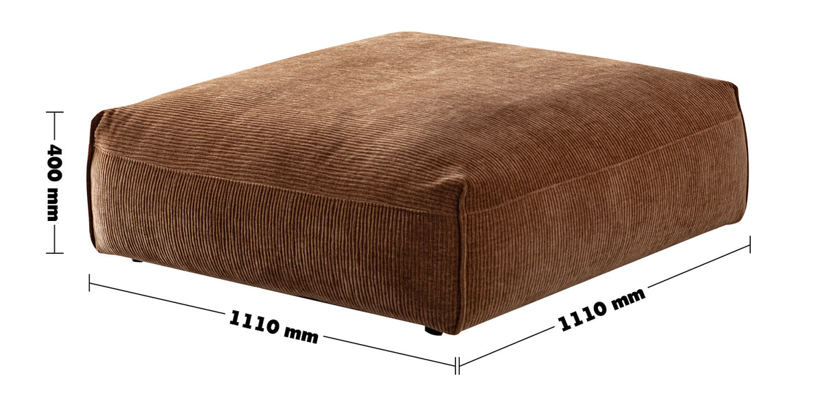 Modern Corduroy Velvet Fabric Modular Ottoman OPERA Size Chart