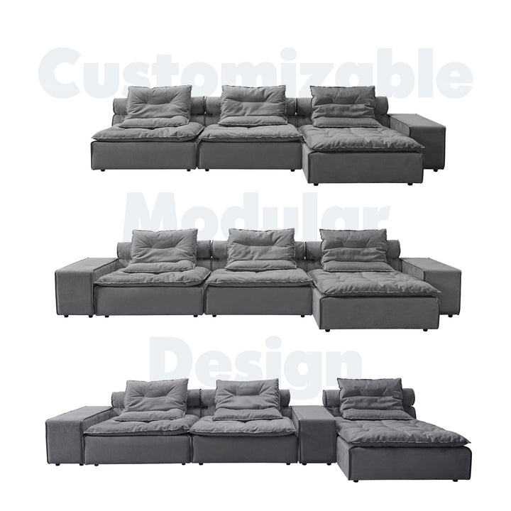 Scandinavian fabric modular sofa armrest woolen in still life.