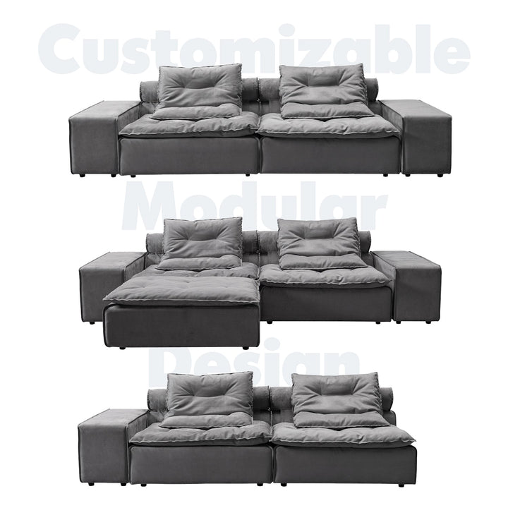 Scandinavian fabric modular sofa armrest woolen conceptual design.
