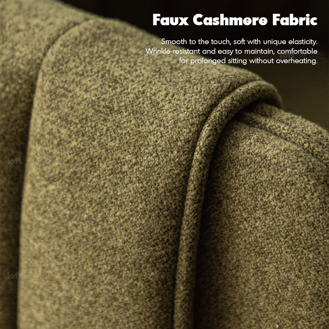 Scandinavian faux cashmere fabric 1 seater sofa cactus in details.