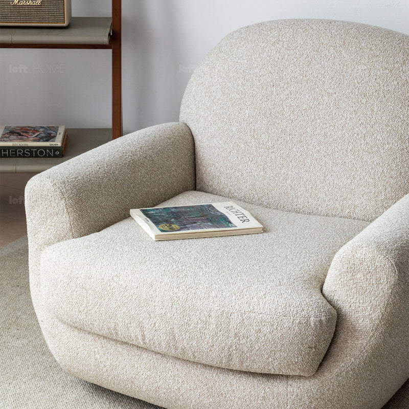 Cream Faux Cashmere Fabric Revolving 1 Seater Sofa ROND Color Swatches