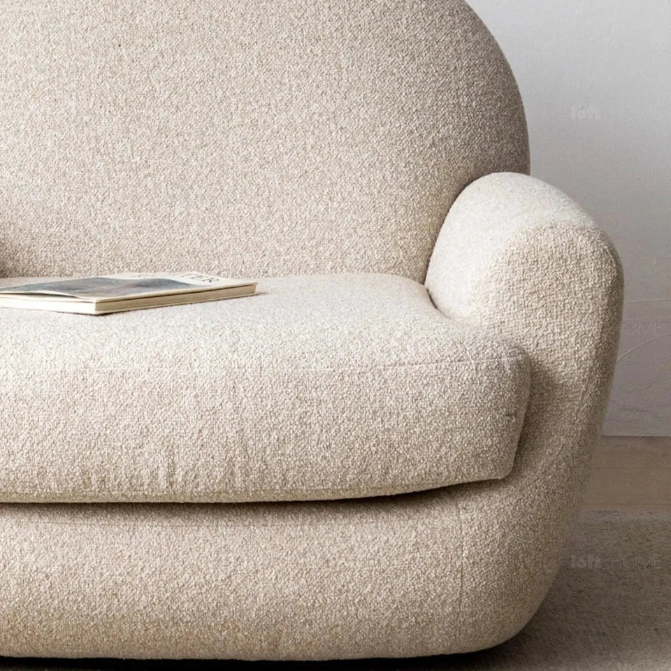 Cream faux cashmere fabric revolving 1 seater sofa rond layered structure.