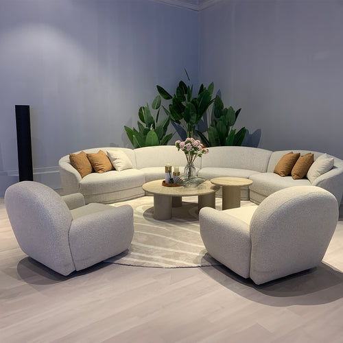 Cream Faux Cashmere Fabric Revolving 1 Seater Sofa ROND Good to Know Preview-1