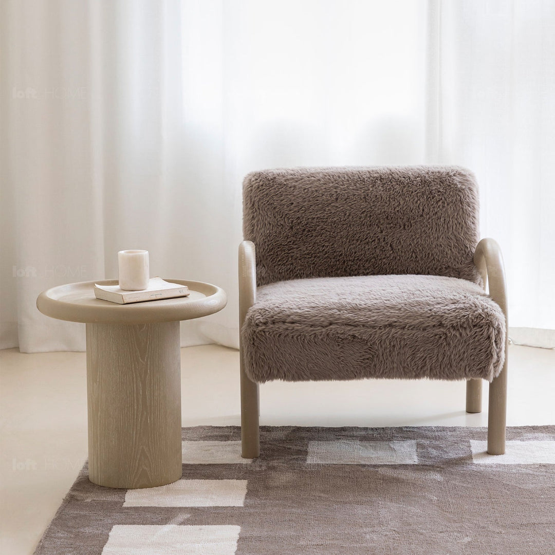 Scandinavian sherpa fabric 1 seater sofa shearling conceptual design.