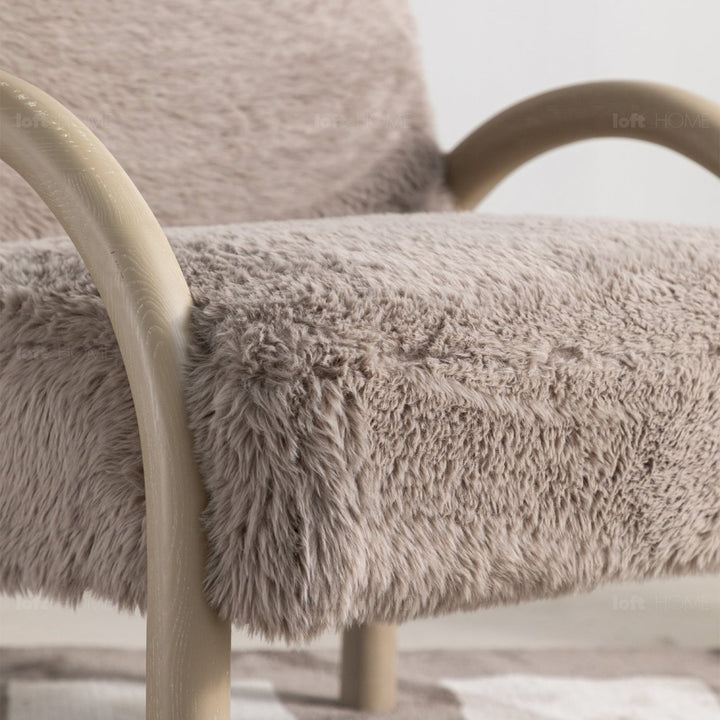 Scandinavian sherpa fabric 1 seater sofa shearling detail 8.