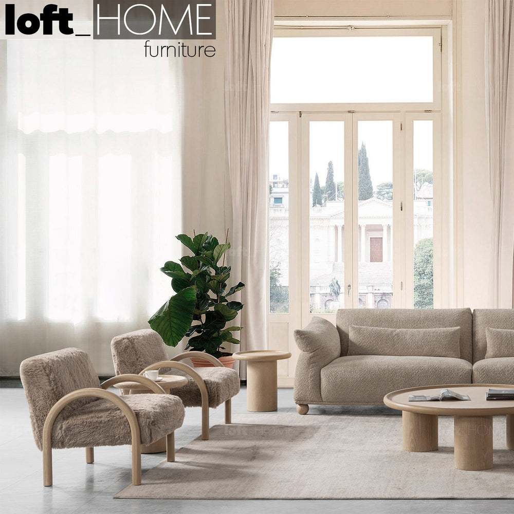Scandinavian faux fur 1 seater sofa shearling primary product view.