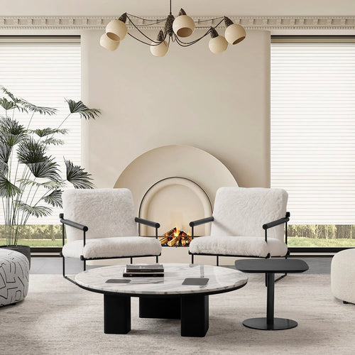 Minimalist Sherpa Fabric 1 Seater Sofa SNOWY Good to Know Preview-1