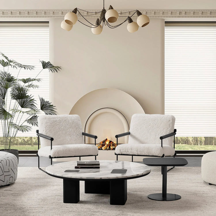 Minimalist Sherpa Fabric 1 Seater Sofa SNOWY Good to Know Preview-1