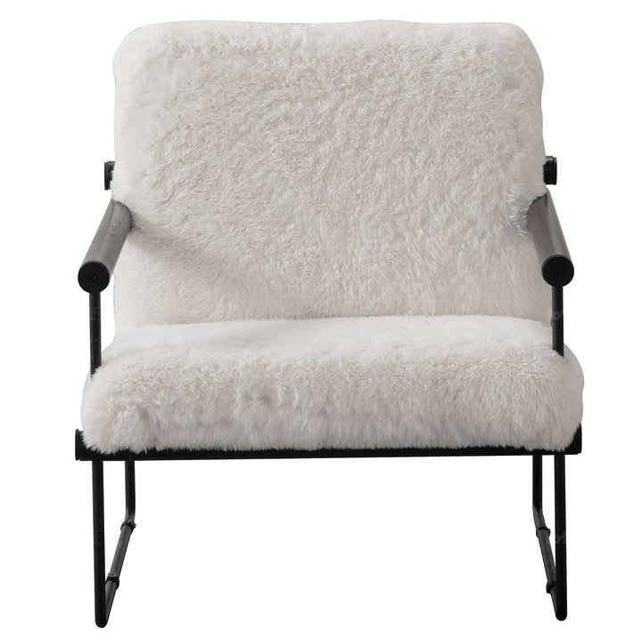 Scandinavian sherpa fabric 1 seater sofa snowy in details.