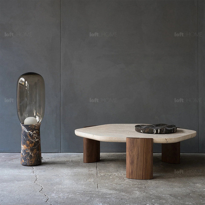 Scandinavian marble coffee table trawo in details.