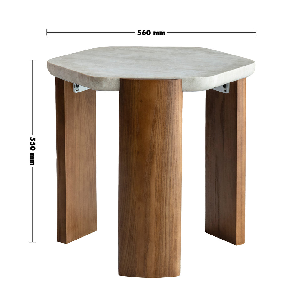 Scandinavian Travertine Stone Side Table TRAWO Size Chart