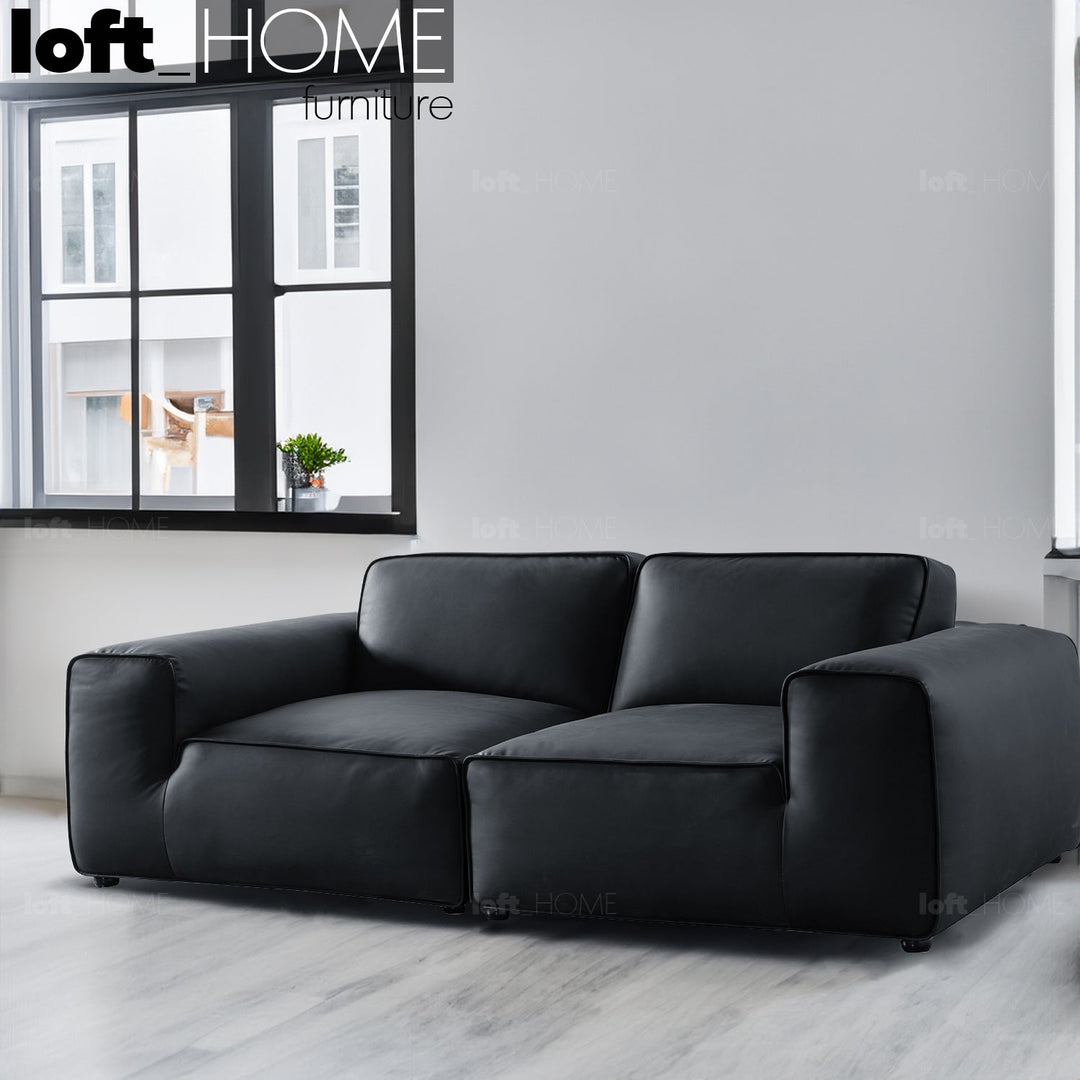 Scandinavian microfiber leather 3 seater sofa fleece primary product view.