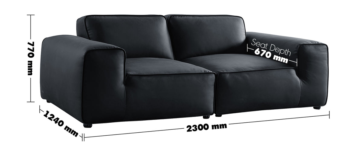Minimalist Microfiber Leather 3 Seater Sofa FLEECE Size Chart