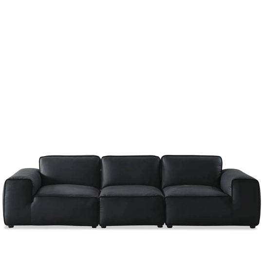 Minimalist microfiber leather 4 seater sofa fleece in white background.