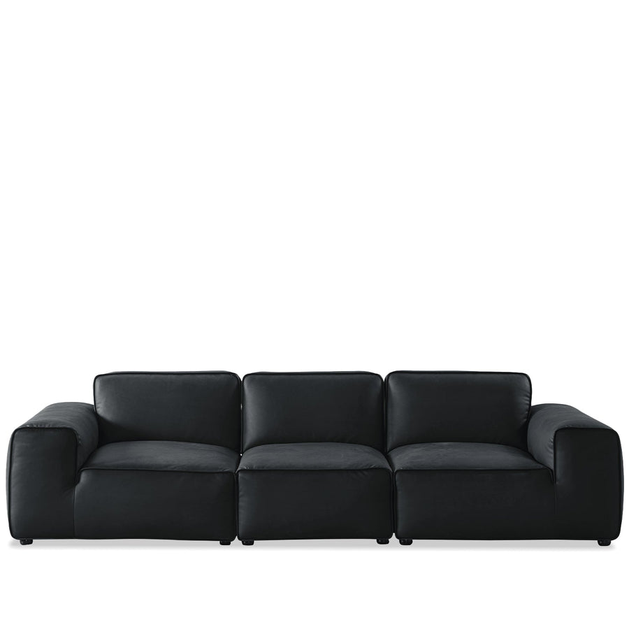 Scandinavian microfiber leather 4 seater sofa fleece in white background.