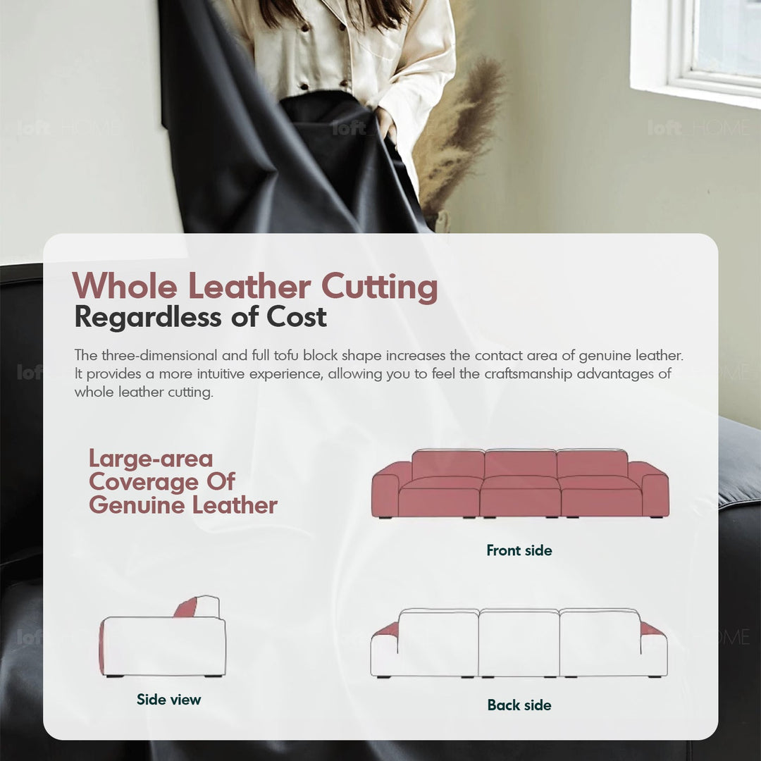 Scandinavian microfiber leather 4 seater sofa fleece in close up details.
